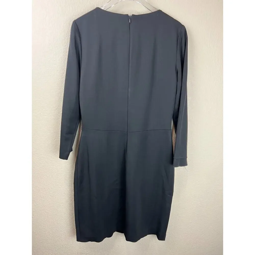 Reiss Sheath‎ Dress Pleated Front Black Pockets 6 Career Work Funeral
